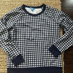 Draper James Navy Checkered Cotton Sweatshirt